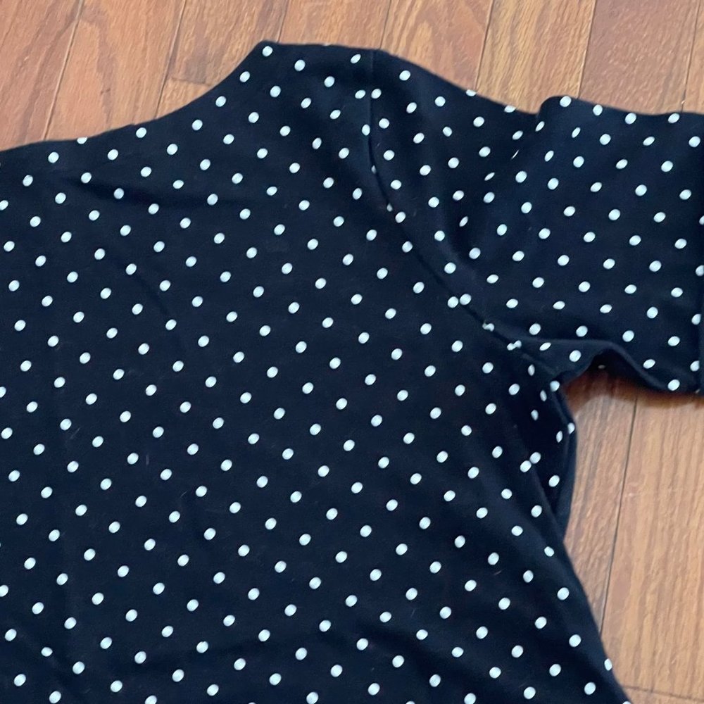 Karen Scott Black White Polka Dot Top Size Large - Picture 9 of 16